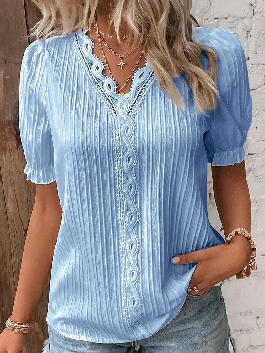 Elegant V Neck Blouse